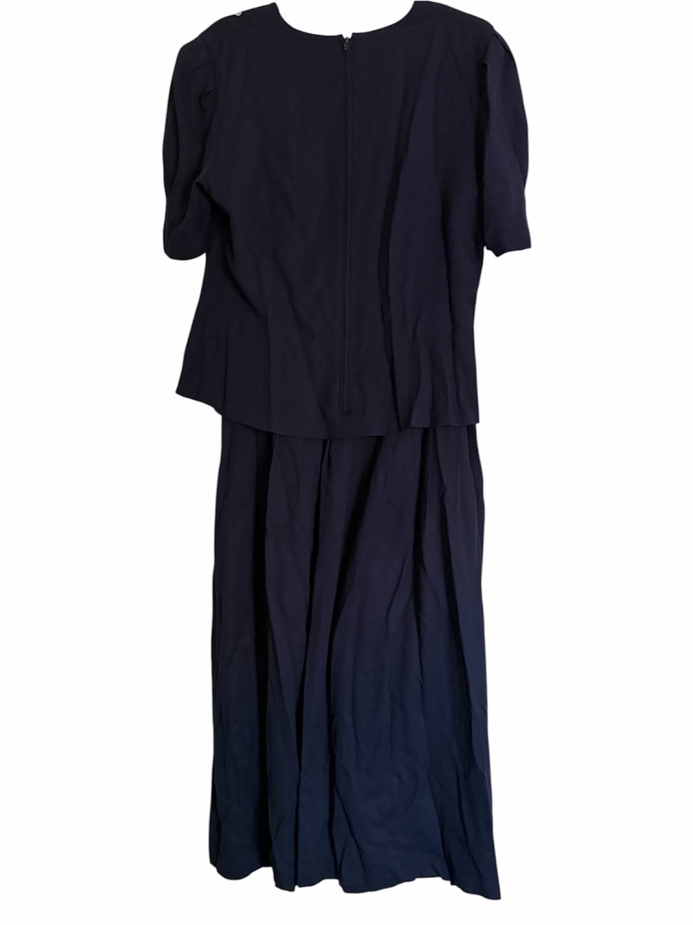 Karin Stevens Vintage Elegant Navy Embroidered Women's Dress - Picture 2 of 4